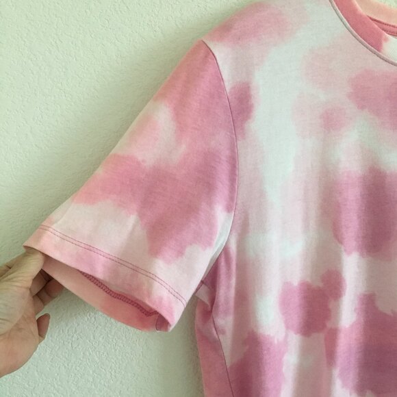 Puma T-Shirt Womens Medium Pink Tie Dye Cotton Blend Crew Neck - Picture 3 of 11
